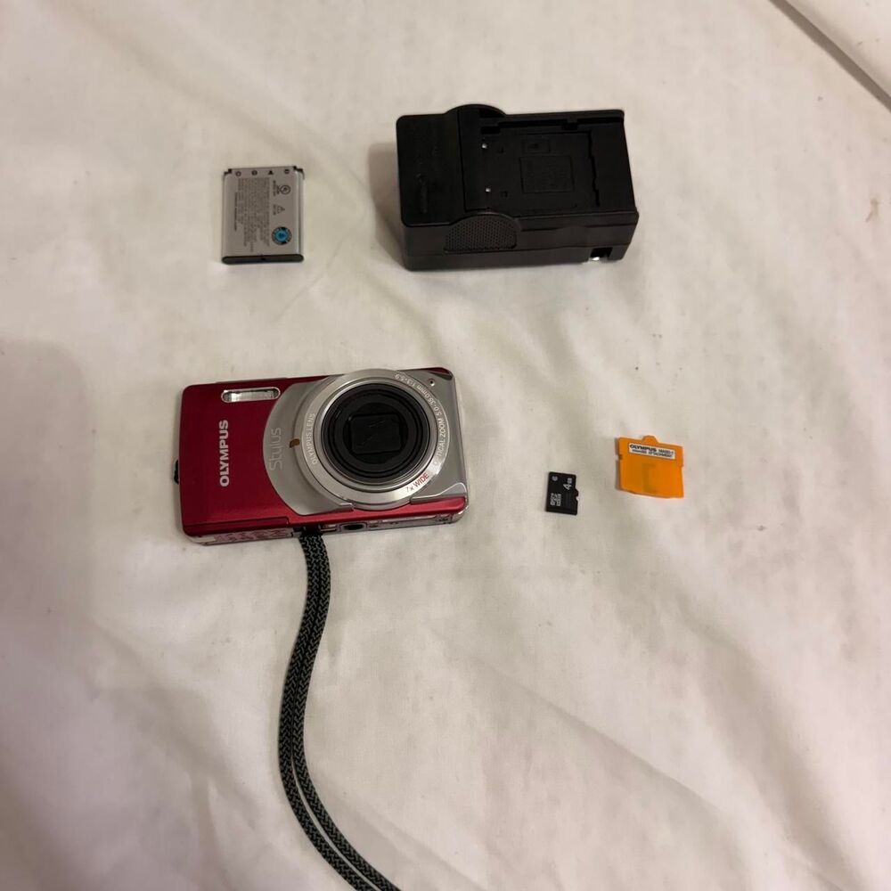 Olympus Red and Silver Cameras-and-accessories